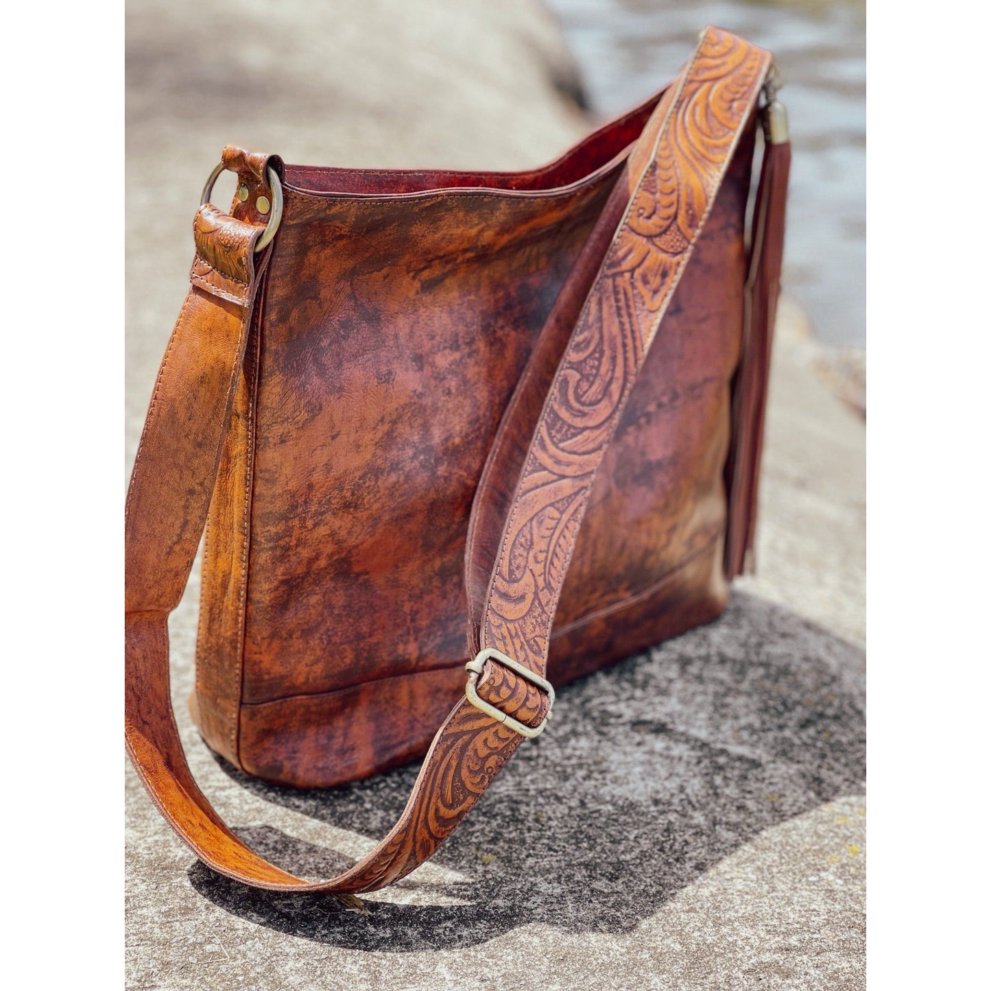 Cali carved tote bag and Cali Coin Wallet