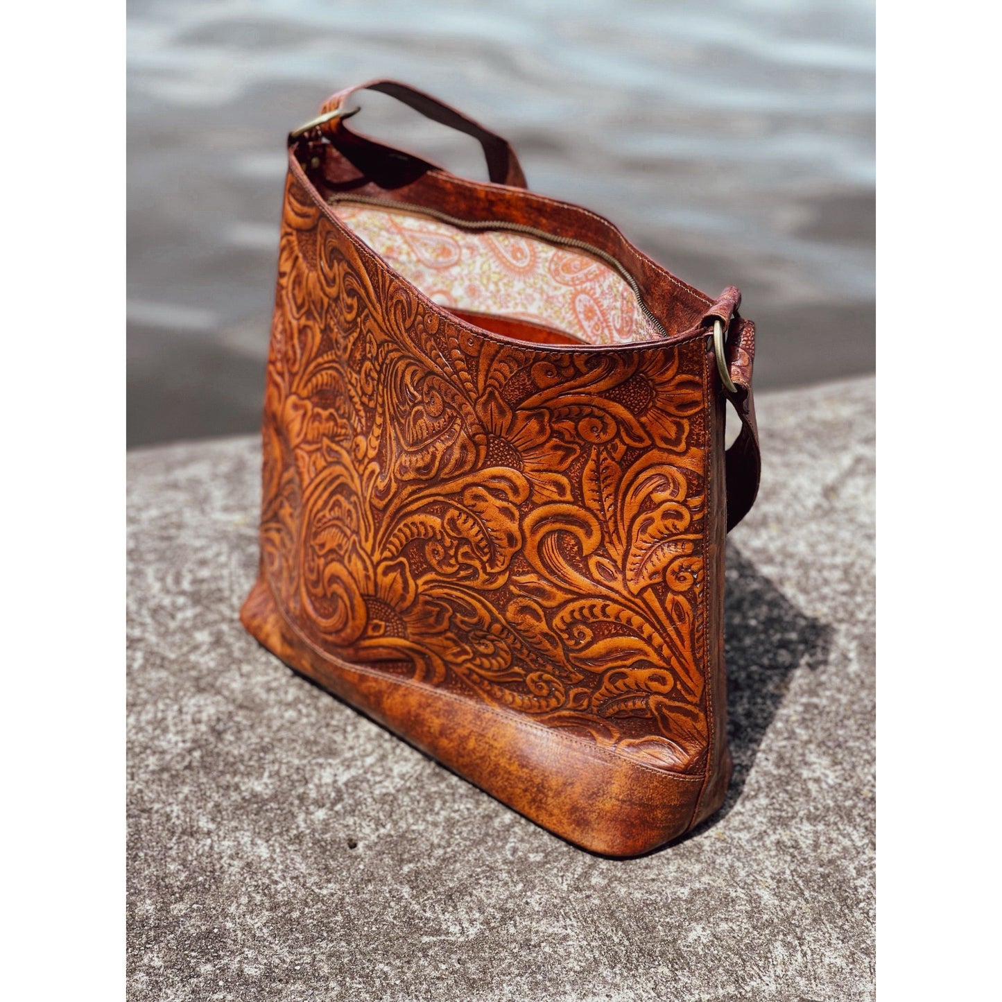 Cali carved tote bag and Cali Coin Wallet